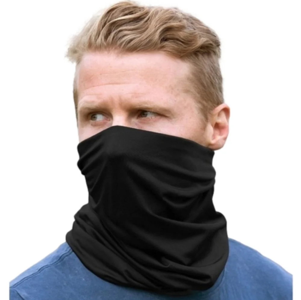 Black Neck Gaiter Face Mask for Men - Stretch Breathable Face Cover